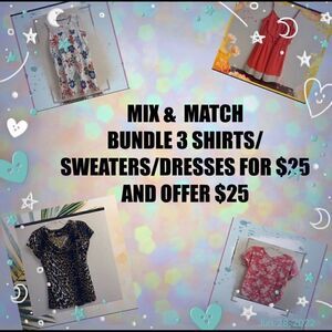 👚👗👕All Shirts/Sweaters/Dresses 3 for $25 put them in a bundle and offer …